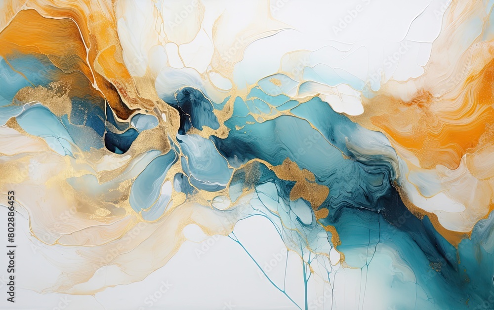 abstract fluid art painting with swirling colors