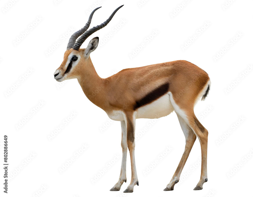 Fototapeta premium Gazelle auf vier beinen isoliert auf weißen Hintergrund, Freisteller