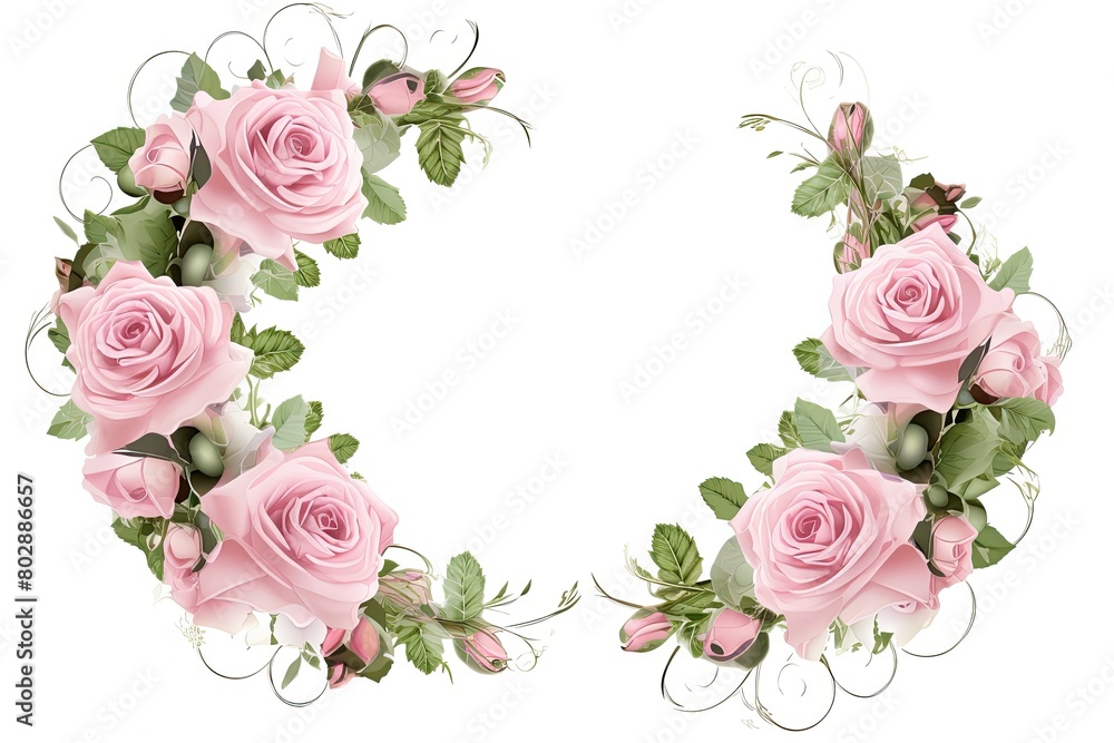 Elegant pink rose floral frame