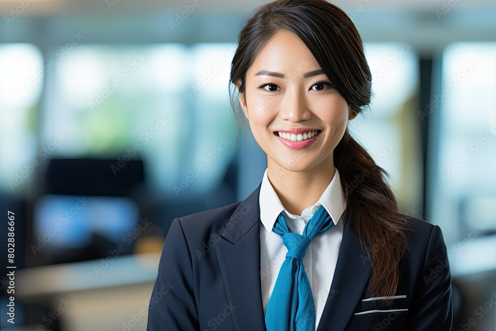 Smiling asian businesswoman in corporate attire Smiling asian businesswoman in corporate attire