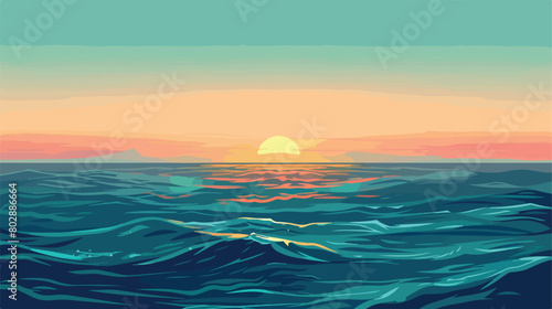 Beautiful view of water surface in sea Vector style Vector #802886664