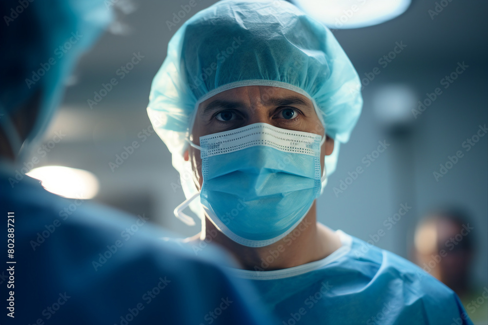 Generative IA picture modern operating room in futuristic surgery clinic team of professionals operating patient Generative IA picture modern operating room in futuristic surgery clinic team of professionals operating patient