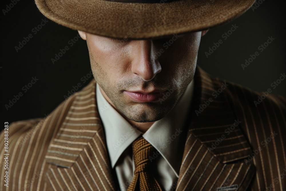 Mysterious man in trench coat in style of detective film 80s generative AI Mysterious man in trench coat in style of detective film 80s generative AI
