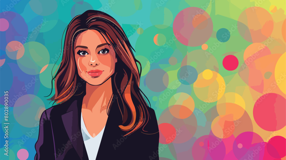 Beautiful young businesswoman on color background Vector