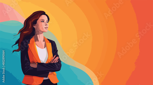 Beautiful young businesswoman on color background Vector