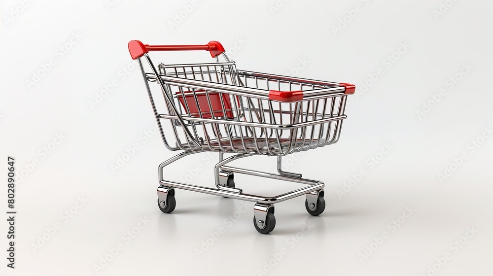 3D rendering of a shopping cart placed over a white background, complete with a vector clipping path. 3D rendering of a shopping cart placed over a white background, complete with a vector clipping path.