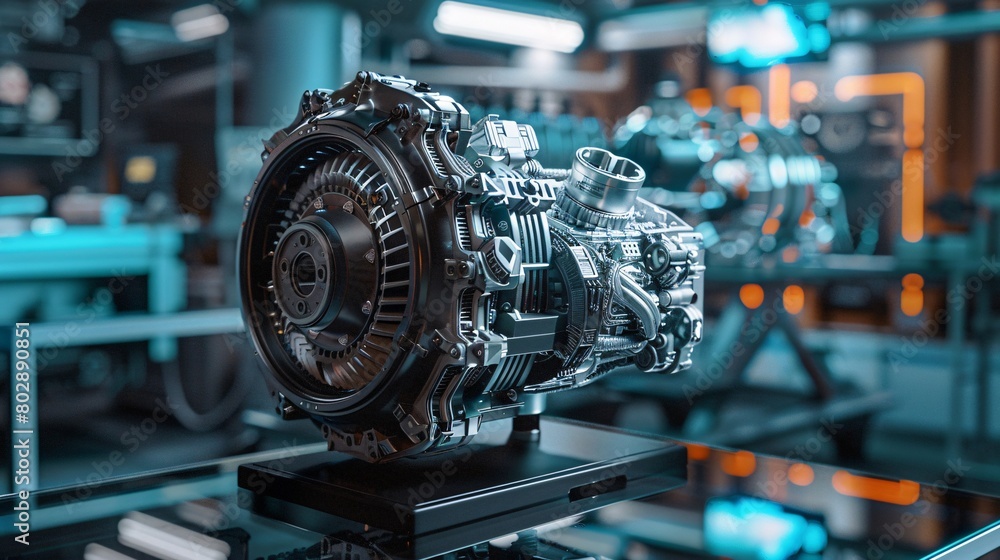 Mechanical engineer designs 3D engine with computer. Mechanical engineer designs 3D engine with computer.