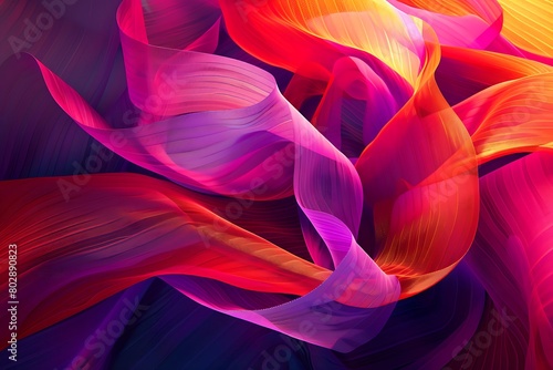 Flowing gradient ribbons weaving through a geometric space