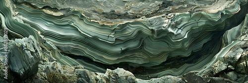 Variegated Layers of Time: A Closer Look at Sedimentary Rock Formation photo
