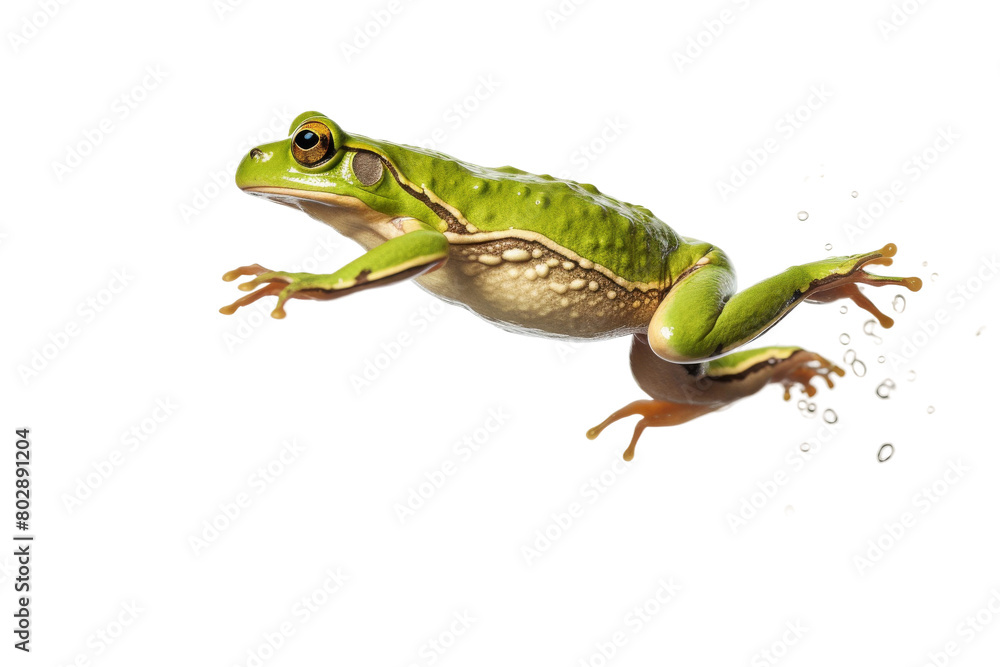 The Enchanted Green Frog. On a White or Clear Surface PNG Transparent Background. The Enchanted Green Frog. On a White or Clear Surface PNG Transparent Background.