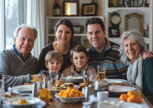 A family enjoying a meal together.