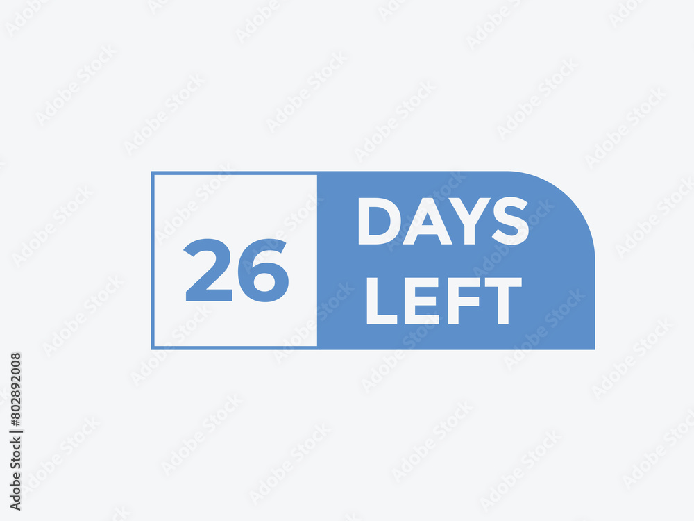 26 days to go countdown template. 26 day Countdown left days banner design. 26 Days left countdown timer

