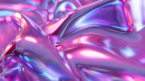 Holographic real texture in blue pink colors with. Holographic rainbow foil abstract background.