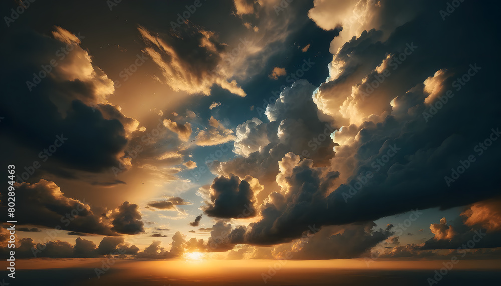 Celestial Drama: Clouds and Sunrays at Sunset Celestial Drama: Clouds and Sunrays at Sunset