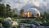 Geodesic dome house in a remote location.