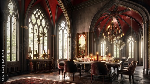 Gothic Cathedral-Inspired Dining Room
