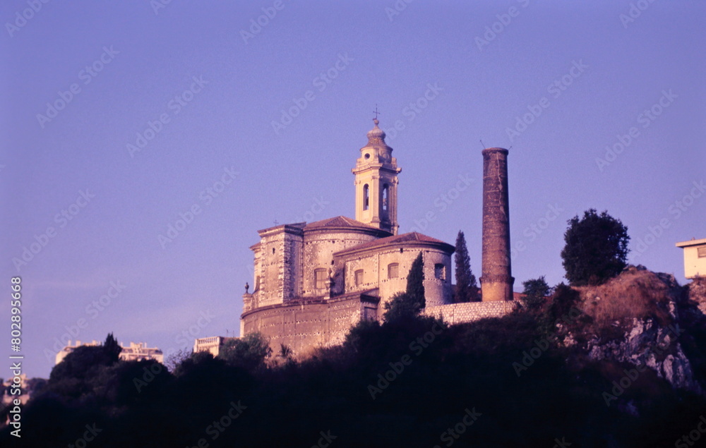 Obraz premium Low angle view of Abbey of Saint Pons in Nice during 1990s