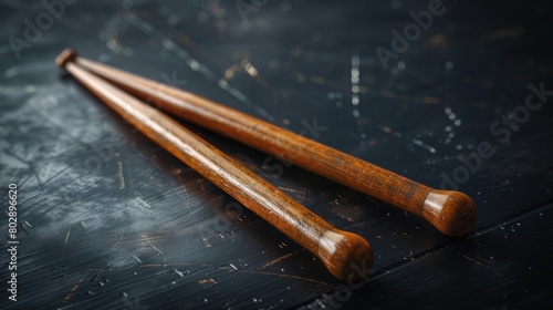 An enchanting image of a pair of drumsticks, their worn wooden handles and tapered tips representing the skill and passion of musicians on Global Beatles Day.