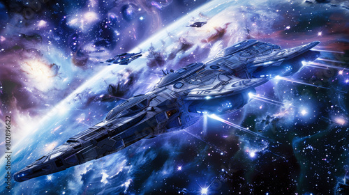 Epic interstellar military spaceships fleet