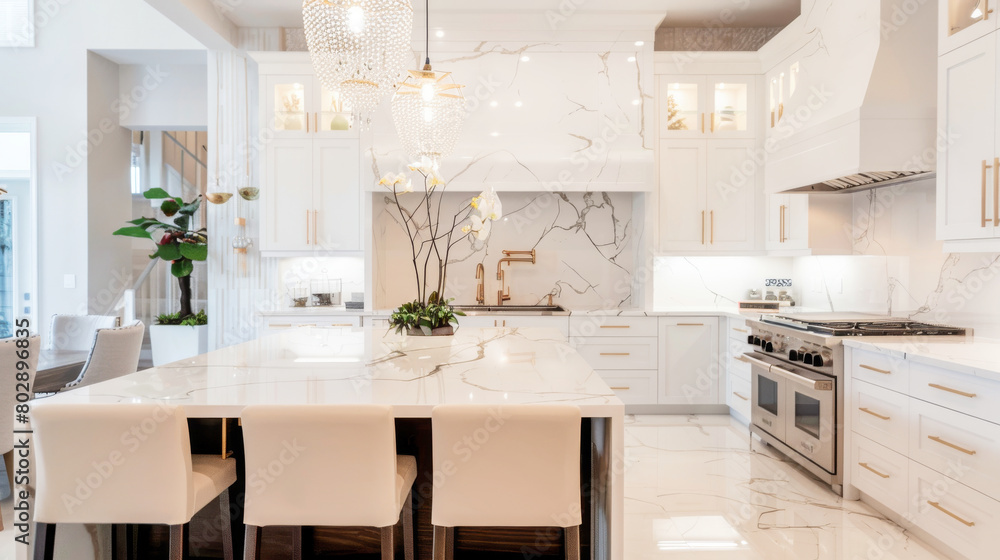 A beautiful modern light white kitchen