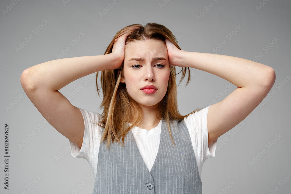Young woman in a state of shock or surprise Young woman in a state of shock or surprise