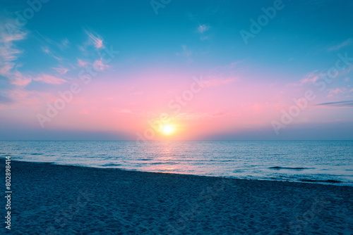 Seascape in the early morning, sunrise over the sea. Nature landscape © vvvita