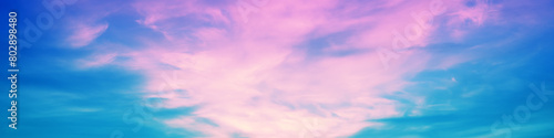 Cloudy sky at sunset. Cloudy sky background. Horizontal banner © vvvita