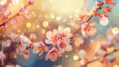 Beautiful blooming branch on blurred background. Clos © Amber