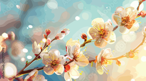 Beautiful blooming branch on blurred background. Clos