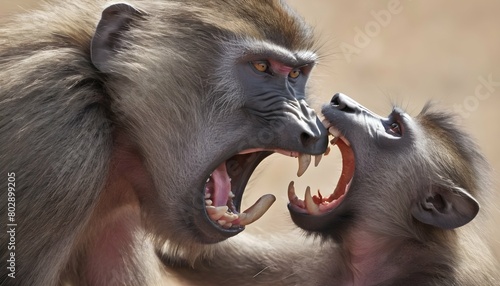 a-baboon-using-its-long-canine-teeth-to-intimidate- 3 photo