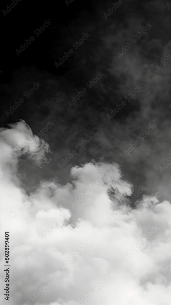 ethereal black and white smoke clouds creating a mysterious abstract atmosphere