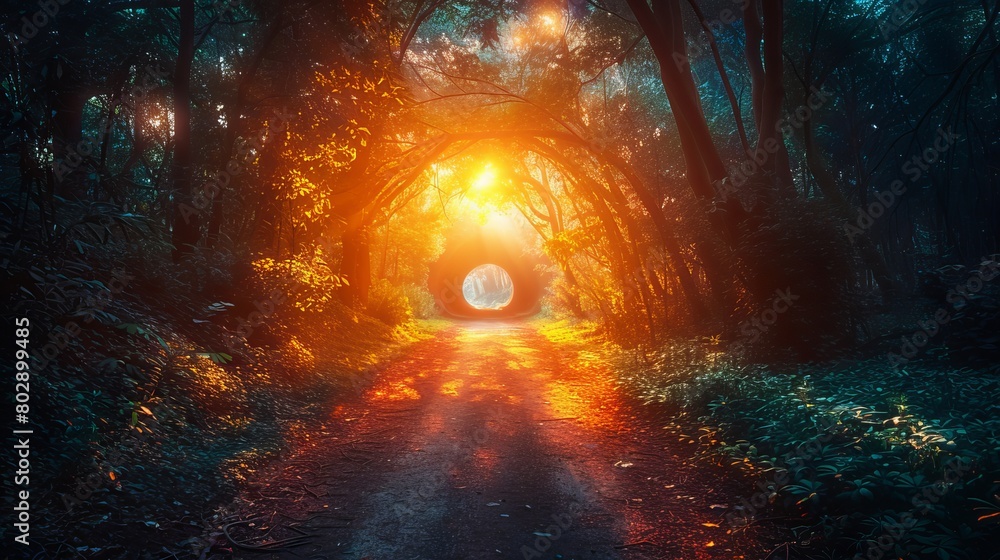 Depiction of light visible at the end of a tunnel.