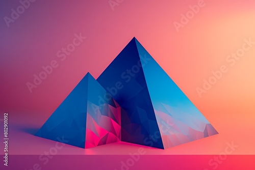Layered pyramid gradients creating a 3D effect on a flat surface