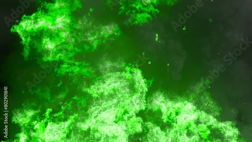 Green fire. Ignition of a chemical substance burning with a green flame. photo