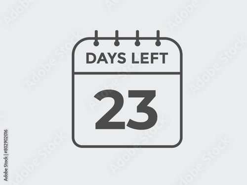 23 days to go countdown template. 23 day Countdown left days banner design. 23 Days left countdown timer
