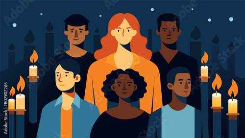 A candlelight vigil honoring those who have fought for freedom and equality at the Community Freedom Awards reminding us to never forget the struggles. Vector illustration