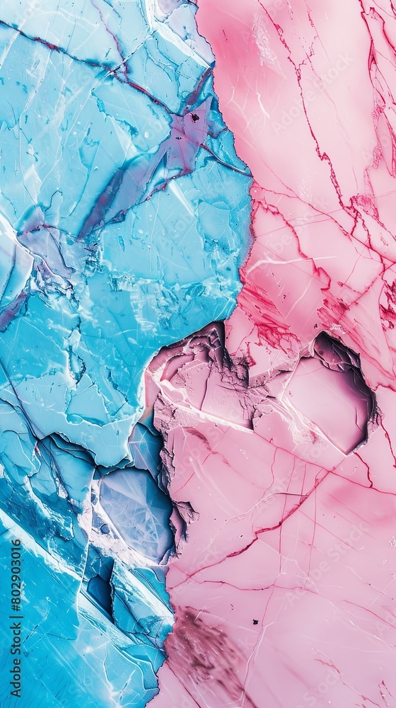Fototapeta premium Vivid Contrast in Pink and Blue Natural Marble Texture