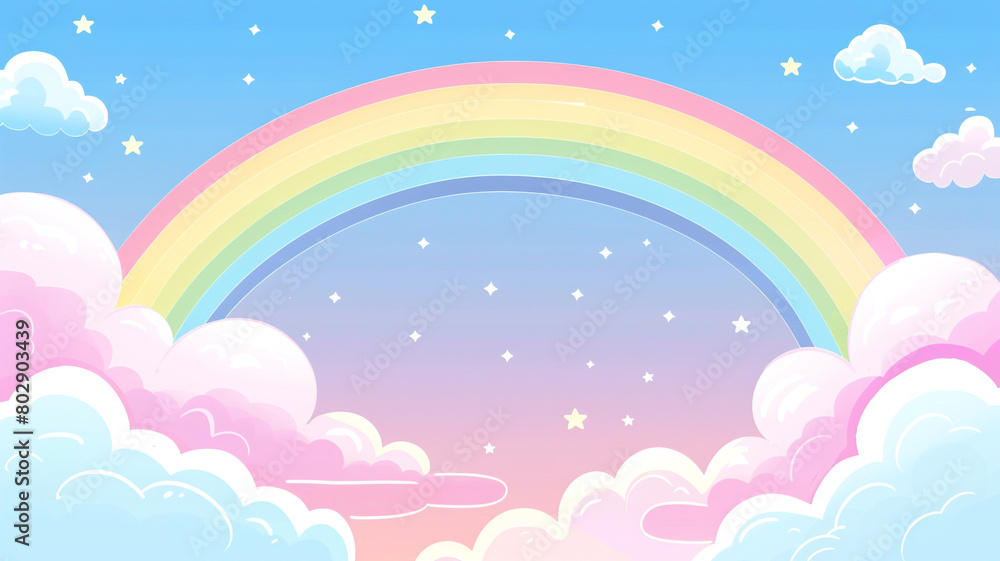 rainbow sky with clouds background in the style of pastel colors rainbow sky with clouds background in the style of pastel colors