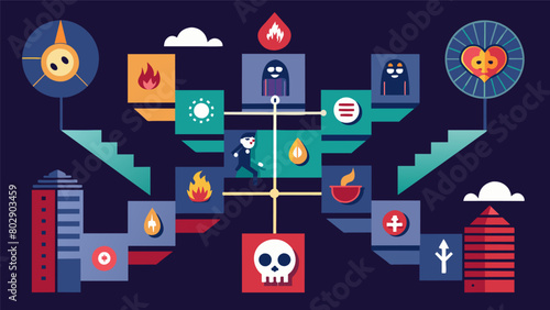 The board was divided into different sections each representing a different level of fear that players had to overcome to reach the end goal of.