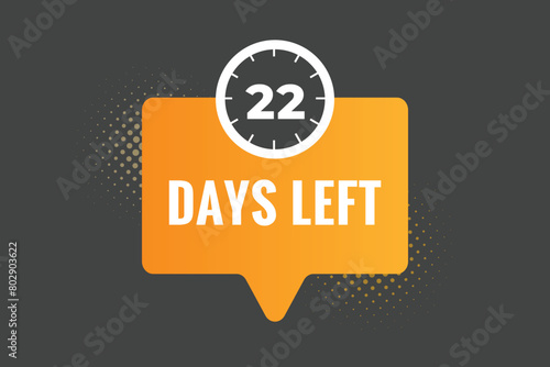 22 days to go countdown template. 22 day Countdown left days banner design. 22 Days left countdown timer
