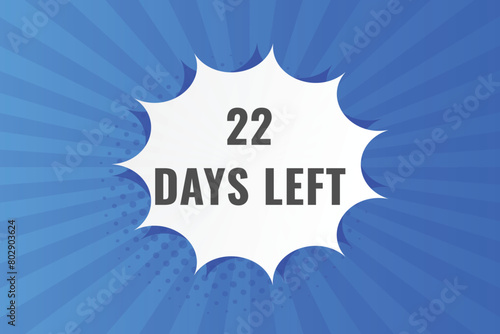 22 days to go countdown template. 22 day Countdown left days banner design. 22 Days left countdown timer
