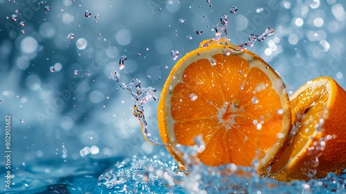 orange in water splash