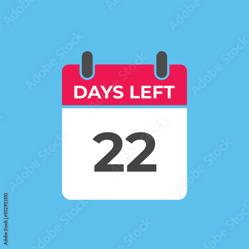 22 days to go countdown template. 22 day Countdown left days banner design. 22 Days left countdown timer
