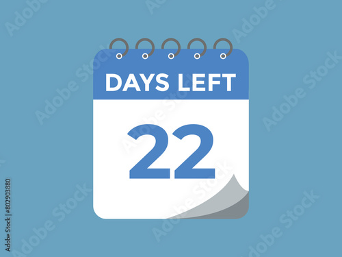 22 days to go countdown template. 22 day Countdown left days banner design. 22 Days left countdown timer
