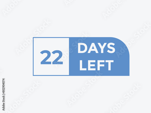 22 days to go countdown template. 22 day Countdown left days banner design. 22 Days left countdown timer
