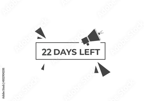 22 days to go countdown template. 22 day Countdown left days banner design. 22 Days left countdown timer
