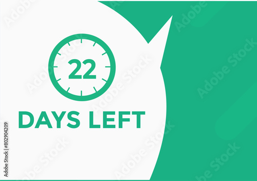 22 days to go countdown template. 22 day Countdown left days banner design. 22 Days left countdown timer
