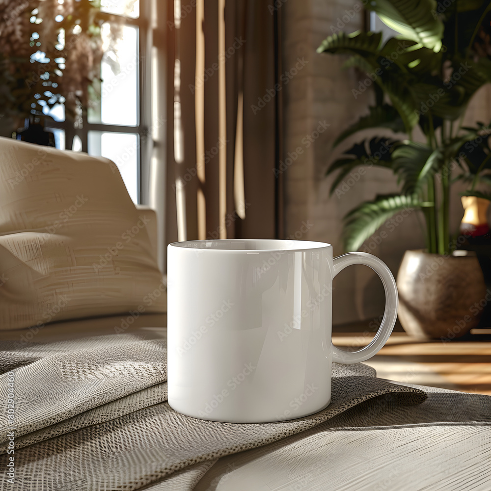 white mug mockup in living room setting white mug mockup in living room setting