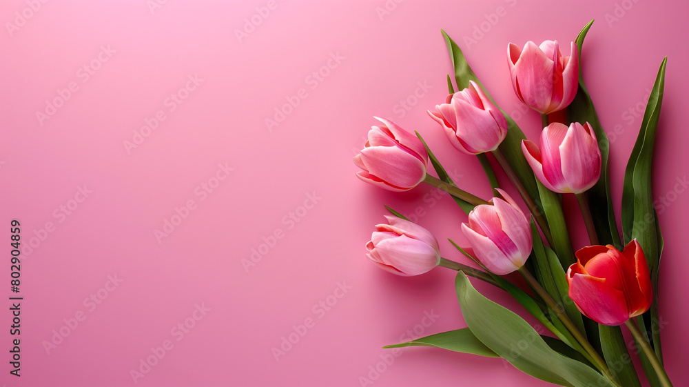 colored paper on pink background, Mothers Day concept banner with empty copy space for text colored paper on pink background, Mothers Day concept banner with empty copy space for text