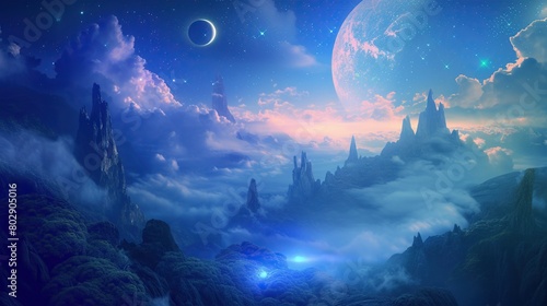 dreamlike panorama that transports you to a realm where reality and fantasy. AI Generative